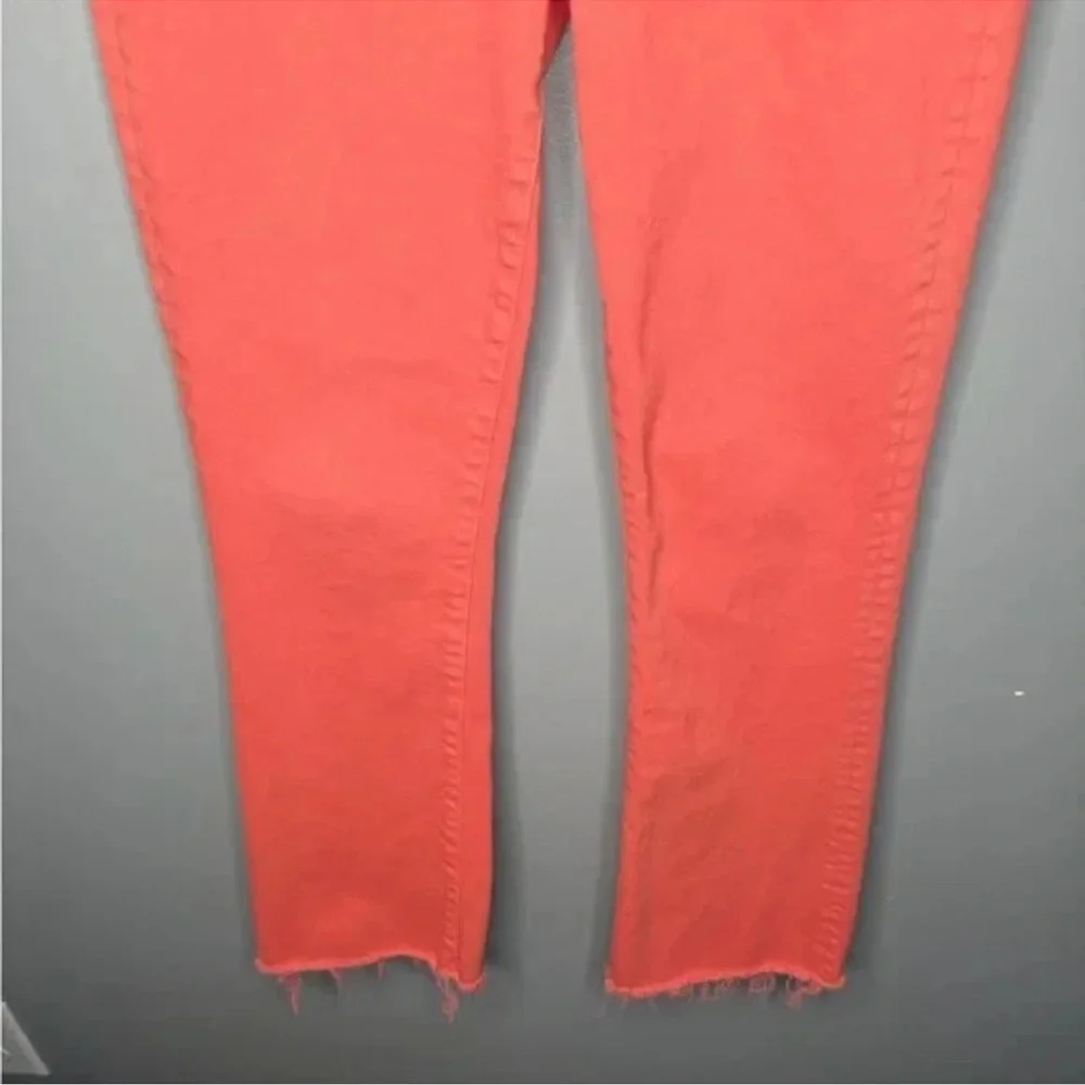 MOTHER The Hustler Ankle Fray Jeans Persimmon Coral Size 28 Cropped - Picture 4 of 12